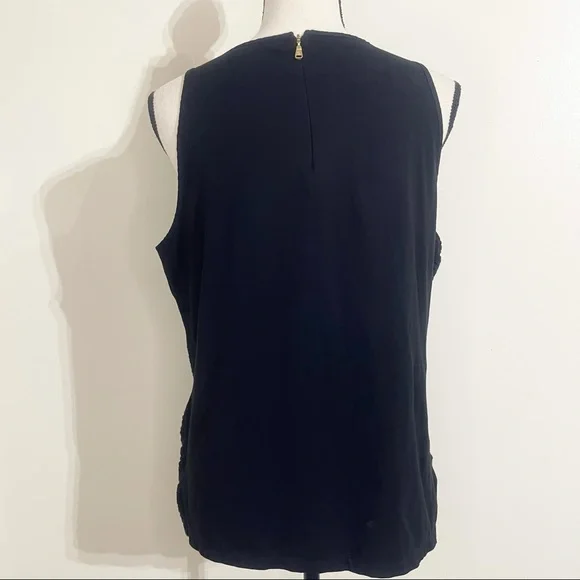 Lauren Ralph Lauren Black Eyelet Textured Tank - Picture 3 of 11